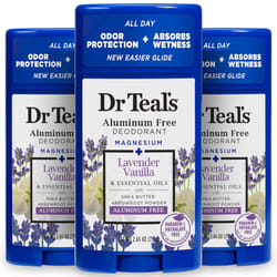 Dr Teal's Aluminum Free Deodorant  Lavender Vanilla with Essential Oils  2.65 oz (Pack of 3)