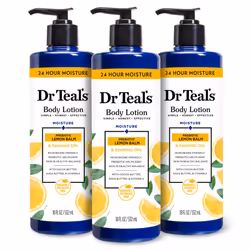 Dr Teal's Body Lotion Lemon Prebiotic Lemon Balm & Essential Oils 18 oz Pack of 3