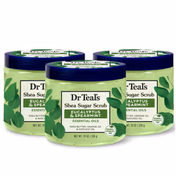 Dr Teals Shea Sugar Scrub  Eucalyptus  Spearmint Essential Oils  19 oz Pack of 3