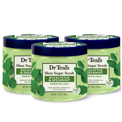 Dr Teals Shea Sugar Scrub  Eucalyptus  Spearmint Essential Oils  19 oz Pack of 3