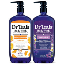 Dr Teal's Body Wash with Pure Epsom Salt  Daytime/Nighttime with Vitamin C & Sleep Blend  24 fl oz (Pack of 2)