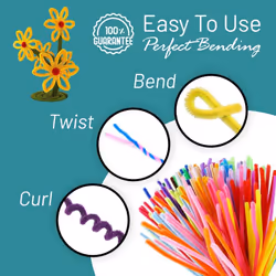 Pipe Cleaners- 1000 Pc. Pipe Cleaner 10 Assorted Colors Chenille Stems  Pipe Cleaners Craft  Fuzzy Sticks Great Craft Supplies DIY Art & Craft Project