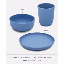 Lalo Big Bites Kids Dinnerware Starter Set  Dishwasher Safe  BPA Free  Kids Tableware Set  Includes Stackable Bowl  Plate  Ute