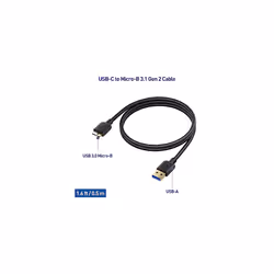 Micro USB 3.0 Cable 0.5m (Micro USB 3 Cable/USB External Hard Drive Cable) in Black 0.5 Metre for External Hard Drives Western Digital My Passport,