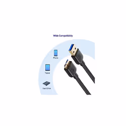 Micro USB 3.0 Cable 0.5m (Micro USB 3 Cable/USB External Hard Drive Cable) in Black 0.5 Metre for External Hard Drives Western Digital My Passport,