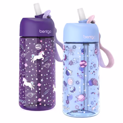 Bentgo Kids Water Bottle 2-Pack - New  Improved 2023 Leak-Proof BPA-Free 15 oz Cups for Toddlers & Children - Flip-Up Safe-Si ...