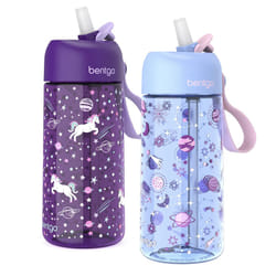 Bentgo Kids Water Bottle 2-Pack - New  Improved 2023 Leak-Proof BPA-Free 15 oz Cups for Toddlers & Children - Flip-Up Safe-Sip Straw for School  Sport