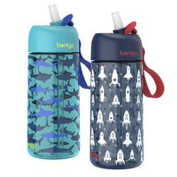 Bentgo Kids Water Bottle 2-Pack - New  Improved 2023 Leak-Proof BPA-Free 15 oz Cups for Toddlers & Children - Flip-Up Safe-Sip Straw for School  Sport