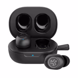 JLab JBuds Mini True Wireless Bluetooth Earbuds + Charging Case  Charcoal Black  IP55 Sweat and Dust Proof  Bluetooth Multipo ...