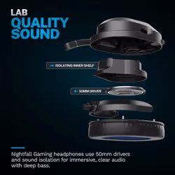 JLab Nightfall Headset Wireless Head-band Gaming USB Type-C Bluetooth Black - Additional view 7