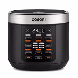Cosori 5.0-Quart Rice Cooker, Black, LED, Touch, 1000 W, 120 V, 60 Hz