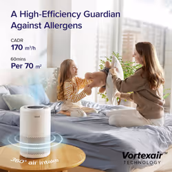 Smart Air Purifier for Bedroom 70mÂ², CADR 170mÂ³/h, Alexa & APP Control with Timer, HEPA Filter with 24dB Quiet Sleep Mode, Air Frenshener, Remove