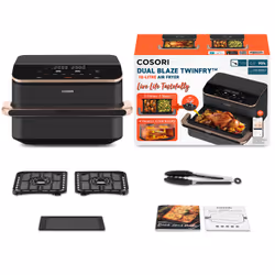 Cosori Dual Blaze Twinfry Chef Edition Double 10 L Stand-alone 2800 W Hot air fryer Dark Grey, Rose gold - Additional view 3