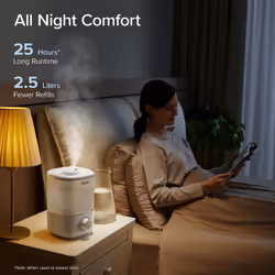 Top Fill Humidifier for Bedroom, 2.5L Tank for Large Room, Easy to Fill & Clean, 26dB Quiet Cool Mist Air Humidifier for Home Baby Nursery & Plants,