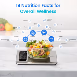 Smart Kitchen Scale with Nutritional Calculator, Food Nutrition Scale with 19 Nutrients Tracking, Calorie Counting for Weight Loss, Free App&Bluetooth