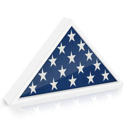 Americanflat Large Flag Display Case for Burial Flag in White - Fits a Folded 5x9.5 Flag - Military Flag Display Case - Triangle Flag Holder with Wall