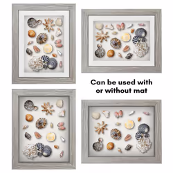 Americanflat 8x10 Shadow Box Frame with Shatter-Resistant Glass - Use as 6x8 Frame with Mat or 8x10 Frame Without Mat - Silhouette Collection - Driftw