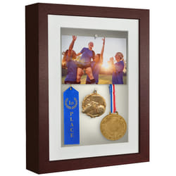 Americanflat 8x10 Shadow Box Frame with Shatter-Resistant Glass - Use as 6x8 Frame with Mat or 8x10 Frame Without Mat - Silhouette Collection - Mahoga