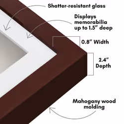 Americanflat 8x10 Shadow Box Frame with Shatter-Resistant Glass - Use as 6x8 Frame with Mat or 8x10 Frame Without Mat - Silhouette Collection - Mahoga