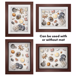 Americanflat 8x10 Shadow Box Frame with Shatter-Resistant Glass - Use as 6x8 Frame with Mat or 8x10 Frame Without Mat - Silhouette Collection - Mahoga
