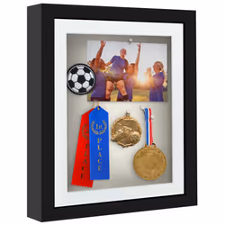 Americanflat 10x12 Shadow Box Frame with Shatter-Resistant Glass - Use as 8x10 Frame with Mat or 10x12 Frame Without Mat - Si ...