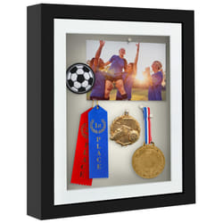 Americanflat 10x12 Shadow Box Frame with Shatter-Resistant Glass - Use as 8x10 Frame with Mat or 10x12 Frame Without Mat - Silhouette Collection - Bla