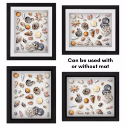 Americanflat 10x12 Shadow Box Frame with Shatter-Resistant Glass - Use as 8x10 Frame with Mat or 10x12 Frame Without Mat - Silhouette Collection - Bla