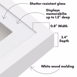 Americanflat 10x12 Shadow Box Frame with Shatter-Resistant Glass - Use as 8x10 Frame with Mat or 10x12 Frame Without Mat - Silhouette Collection - Whi