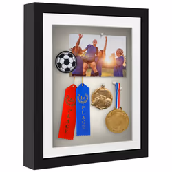 Americanflat 11x14 Shadow Box Frame with Shatter-Resistant Glass - Use as 9x12 Frame with Mat or 11x14 Frame Without Mat - Si ...