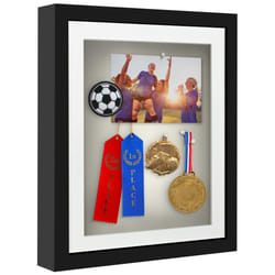 Americanflat 11x14 Shadow Box Frame with Shatter-Resistant Glass - Use as 9x12 Frame with Mat or 11x14 Frame Without Mat - Silhouette Collection - Bla