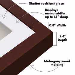 Americanflat 11x14 Shadow Box Frame with Shatter-Resistant Glass - Use as 9x12 Frame with Mat or 11x14 Frame Without Mat - Silhouette Collection - Mah