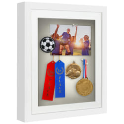 Americanflat 11x14 Shadow Box Frame with Shatter-Resistant Glass - Use as 9x12 Frame with Mat or 11x14 Frame Without Mat - Silhouette Collection - Whi