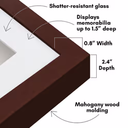 Americanflat 12x12 Shadow Box Frame with Shatter-Resistant Glass - Use as 10x10 Frame with Mat or 12x12 Frame Without Mat - Silhouette Collection - Ma