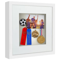 Americanflat 12x12 Shadow Box Frame with Shatter-Resistant Glass - Use as 10x10 Frame with Mat or 12x12 Frame Without Mat - Silhouette Collection - Wh