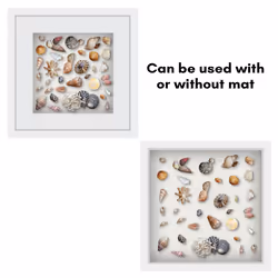 Americanflat 12x12 Shadow Box Frame with Shatter-Resistant Glass - Use as 10x10 Frame with Mat or 12x12 Frame Without Mat - Silhouette Collection - Wh