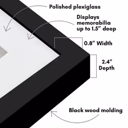 Americanflat 12x16 Shadow Box Frame with Polished Plexiglass - Use as 8x12 Frame with Mat or 12x16 Frame Without Mat - Silhouette Collection - Black w