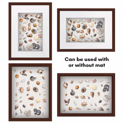 Americanflat 12x16 Shadow Box Frame with Polished Plexiglass - Use as 8x12 Frame with Mat or 12x16 Frame Without Mat - Silhouette Collection - Mahogan