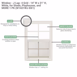 Apple Outdoor Supply Shed Window 14"" W x 21"" H  J-Lap Brown for Shed