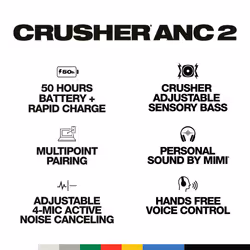 Skullcandy Crusher ANC 2 Headphones Wired & Wireless Head-band Calls/Music USB Type-C Bluetooth Grey - Additional view 6