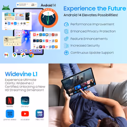 Blackview Tablet 11 inch Android 14 Tablets  90WiFi with 12GB+128GB Storage(Expand to 2TB)  Unisoc T606 CPU  8200mAh  IPS Display  Widevine L1  5G WiF