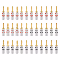 ) Nakamichi Excel Series 24K Gold Plated Banana Plug 12-18 AWG Gauge Size 4mm for Speakers Amplifier Hi-Fi - 36 Pcs (18-Pairs