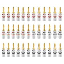 ) Nakamichi Excel Series 24K Gold Plated Banana Plug 12-18 AWG Gauge Size 4mm for Speakers Amplifier Hi-Fi - 36 Pcs (18-Pairs