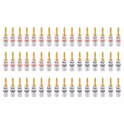 ) Nakamichi Excel Series 24K Gold Plated Banana Plug 12-18 AWG Gauge Size 4mm for Speakers Amplifier Hi-Fi - 48 Pcs (24-Pairs