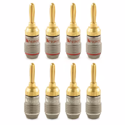 ) Nakamichi FanLock Excel Series 24k Gold Plated Banana Plug 10 - 18 AWG Gauge Size 4mm for Speakers Amplifier Hi-Fi Stereo A ...