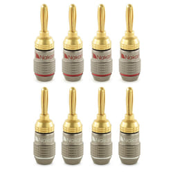 ) Nakamichi FanLock Excel Series 24k Gold Plated Banana Plug 10 - 18 AWG Gauge Size 4mm for Speakers Amplifier Hi-Fi Stereo Audio Cabl - 8 Pcs (4-Pairs
