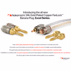 ) Nakamichi FanLock Excel Series 24k Gold Plated Banana Plug 10 - 18 AWG Gauge Size 4mm for Speakers Amplifier Hi-Fi Stereo Audio Cab - 10 Pcs (5-Pairs