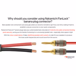 ) Nakamichi FanLock Excel Series 24k Gold Plated Banana Plug 10 - 18 AWG Gauge Size 4mm for Speakers Amplifier Hi-Fi Stereo Audio Cab - 10 Pcs (5-Pairs