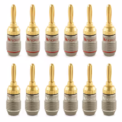 ) Nakamichi FanLock Excel Series 24k Gold Plated Banana Plug 10 - 18 AWG Gauge Size 4mm for Speakers Amplifier Hi-Fi Stereo A ...