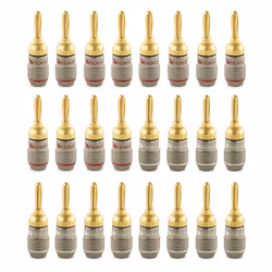 ) Nakamichi FanLock Excel Series 24k Gold Plated Banana Plug 10 - 18 AWG Gauge Size 4mm for Speakers Amplifier Hi-Fi Stereo A ...