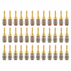 ) Nakamichi FanLock Excel Series 24k Gold Plated Banana Plug 10 - 18 AWG Gauge Size 4mm for Speakers Amplifier Hi-Fi Stereo A ...